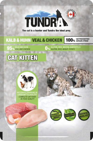 Tundra Cat Pouchpack Kitten Kalb & Huhn 85g