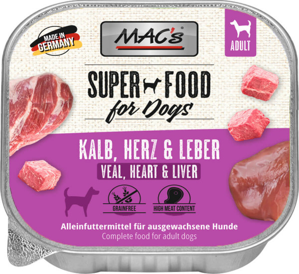MACs Dog Schale Kalb, Herz & Leber 150g