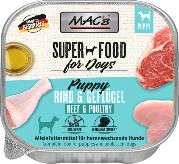 MACs Dog Schale Puppy Rind & Geflügel 150g