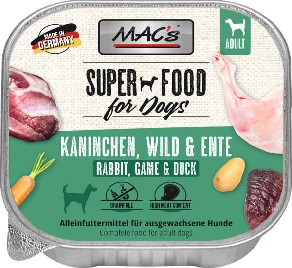MACs Dog Schale Kaninchen, Wild & Ente 150g