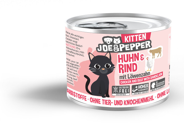 Joe & Pepper Cat Kitten Huhn & Rind 200g