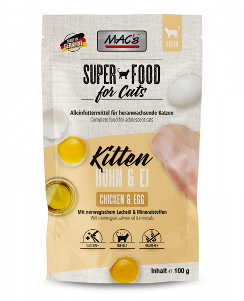 MACs Cat Pouchpack Kitten Huhn & Ei 100g