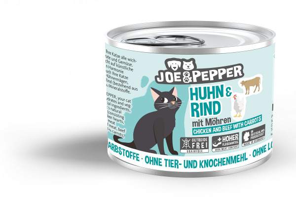 Joe & Pepper Cat Huhn & Rind mit Möhren 200g