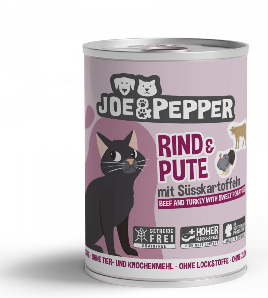 Joe & Pepper Cat Rind & Pute mit Süßkartoffel 400g