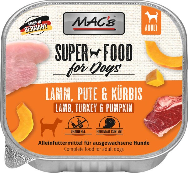 MACs Dog Schale Lamm, Pute & Kürbis 150g