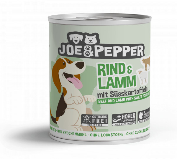 Joe & Pepper Dog Rind & Lamm mit Süßkartoffel 800g
