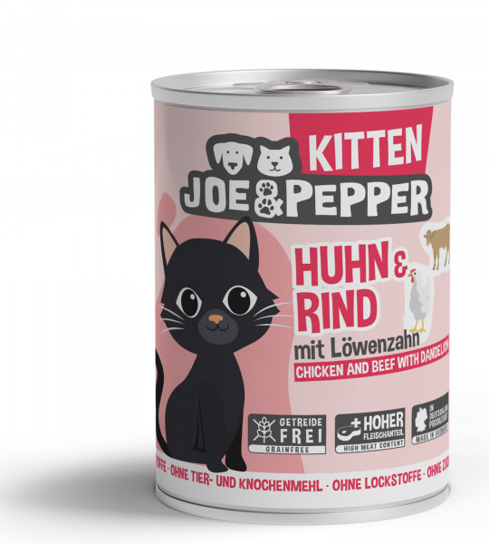 Joe & Pepper Cat Kitten Huhn & Rind 400g